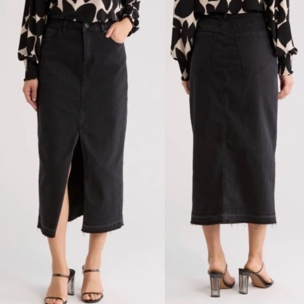Sanctuary Black Denim Midi Skirt Size 32